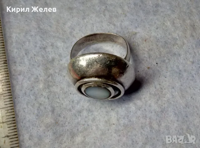 СТАР АРТ НУВО СКЪПОЦЕНЕН СРЕБЪРЕН ПРЪСТЕН СРЕБРО ВИСОКА ПРОБА с ШЛИФОВАН ЛУНЕН КАМЪК 49306, снимка 10 - Антикварни и старинни предмети - 50023473