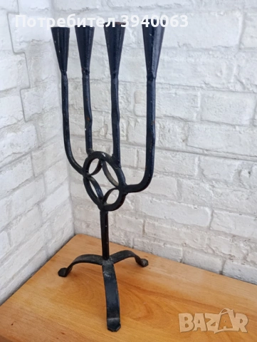 Стар свещник от ковано желязо среден, снимка 3 - Други ценни предмети - 53207781