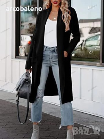 Дамско дълго тънко палто с големи предни джобове, 5цвята , снимка 5 - Палта, манта - 42145724