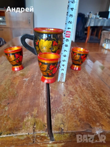 Стара Руска дървена чаша,чаши,хохлома #11, снимка 5 - Други ценни предмети - 53405008