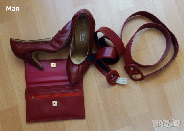 Луксозни дамски обувки, комплект с портмоне и две коланчета, снимка 4 - Дамски елегантни обувки - 51760748