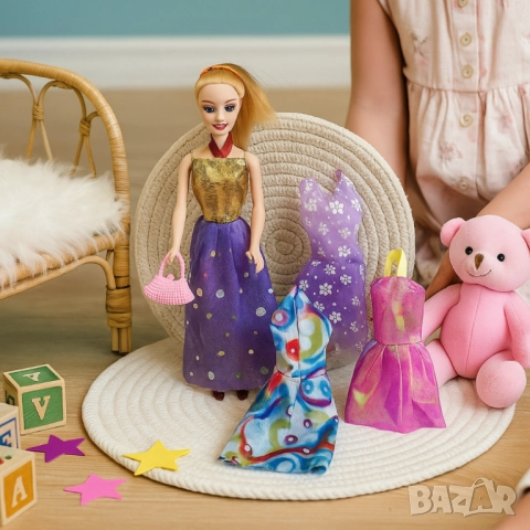 Модна кукла с допълнителни рокли и аксесоар чанта, снимка 4 - Кукли - 52053422