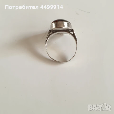 Сребърен пръстен с кехлибар, снимка 10 - Антикварни и старинни предмети - 50656513