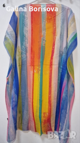 Туника-рокля за плажа в модерни цветни принтове и в свободна права кройка, универсален размер, снимка 1