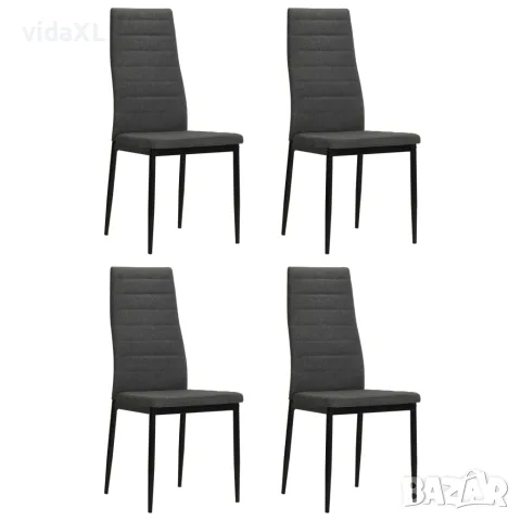 vidaXL Трапезни столове, 4 бр, сиви, масивно дърво каучук и текстил