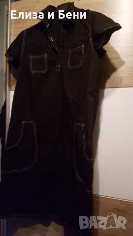 Черна макси рокля тип риза, с джобчета ХЛ, снимка 4 - Рокли - 35881404