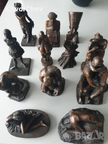 18бр френски бронзови статуетки 10-14см/колекционерски малки скулптури/миниатюри на известни статуи