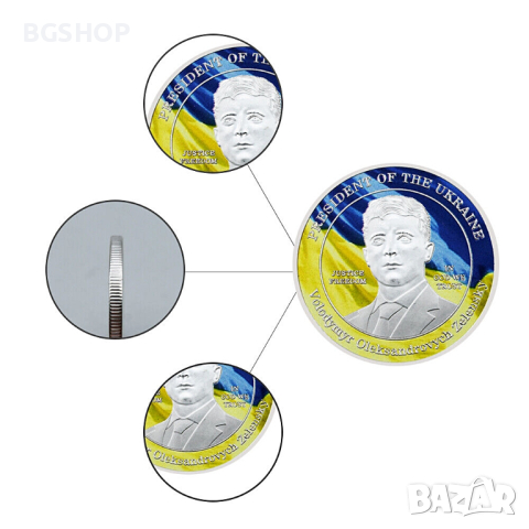 Volodymyr Zelenskyy Ukraine / Владимир Зеленски Украйна - Монета Silver, снимка 3 - Нумизматика и бонистика - 44734802