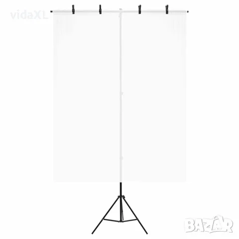 vidaXL T-образна стойка за фон, черна, 151x60x(70-200) см, снимка 3 - Светкавици, студийно осветление - 56146273