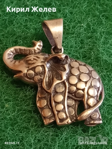 Сребърен медальон с формата на Слон амулет за късмет ювелирна изработка 49808, снимка 3 - Колиета, медальони, синджири - 52882115