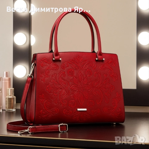 Елегантна дамска чанта с релефен дизайн – стил и практичност в едно, снимка 5 - Чанти - 51725786