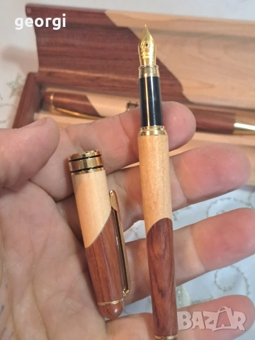 луксозен дървен комплект писалка и химикал в дървена кутия 34/2, снимка 6 - Антикварни и старинни предмети - 53845233