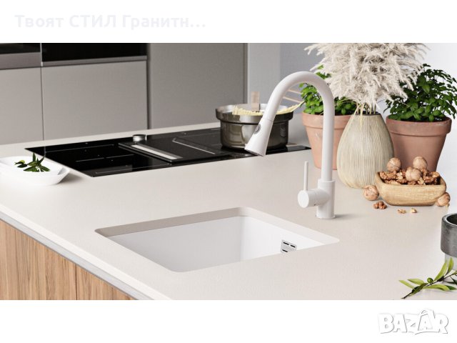 Кухненска Мивка от гранит за вграждане под плот Лондон 45 410x470 мм Бяла, снимка 10 - Други - 41067010