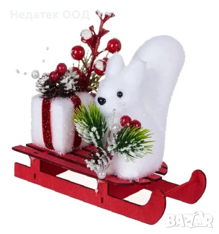 Коледна декоративна украса, Шейна, Червен, 17см, снимка 2 - Декорация за дома - 48295747