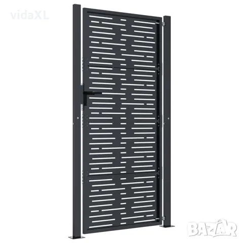 vidaXL Градинска порта, антрацит, 100x200 см, стомана, квадратен дизайн, снимка 5 - Огради и мрежи - 56146168
