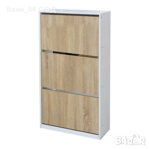 Шкаф за обувки-бяло+дъб сонома