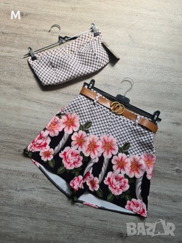 Нов уникален комплект - къси панталони с колан и бюстие / топ / CROP TOP на намаление , снимка 1