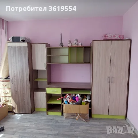 Единично легло с нощно шкафче и комбинация на бюро за училище и гардороб, снимка 3 - Мебели за детската стая - 55977429