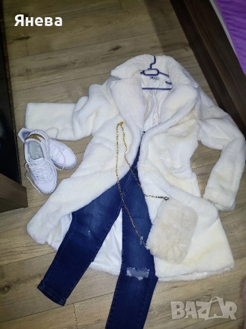 Ново дамско пухено палто+Подарък пухен шал, снимка 2 - Якета - 52025614