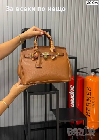 Hermes Birkin Луксозна Дамска Чанта С Декоративен Шал - Различни Цветове Код SEM-795, снимка 5 - Чанти - 56121497