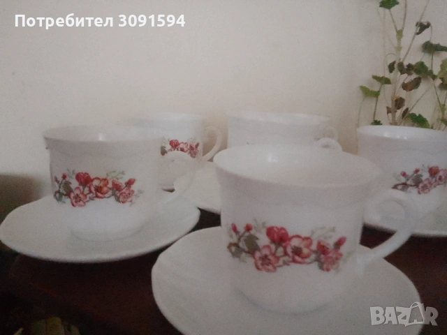 Сервиз 6 чаша и чинийки Arcopal Francee 