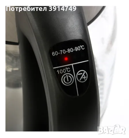 Електрическа кана, 2200W, 1.8л, температурен контрол, LED термо индикатор, стъкло / инокс, *НОВА*, снимка 5 - Кани - 47539992