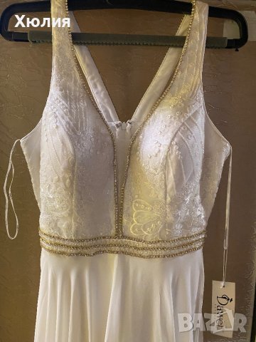 Нова бяла рокля с камъни , снимка 3 - Рокли - 40135616