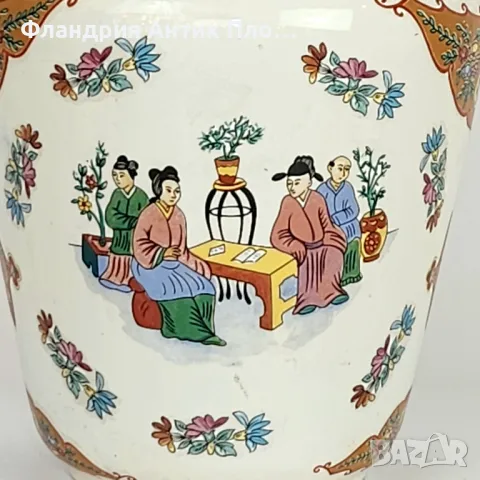 	 Азиатска порцеланова ваза "Картоиграчи" , снимка 4 - Вази - 32433029