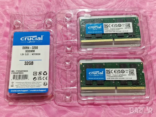 Нови 32GB DDR4 3200Mhz Crucial Рам памет за лаптоп