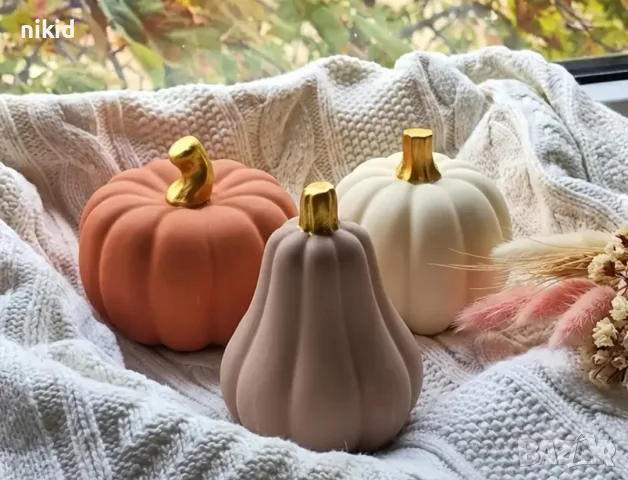 3D широка крушовидна тиква Halloween Хелоуин силиконов молд форма фондан смола гипс шоколад свещ, снимка 3 - Форми - 56123340