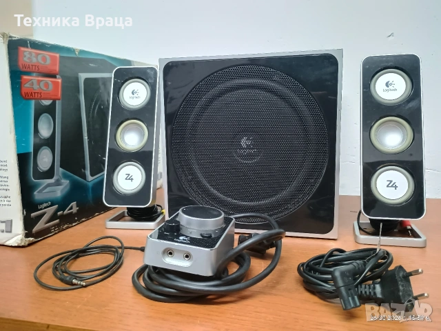 Аудио системка 2.1 Logitech Z-4. 8 инча. Чудесен звук. , снимка 2 - Аудиосистеми - 53643313