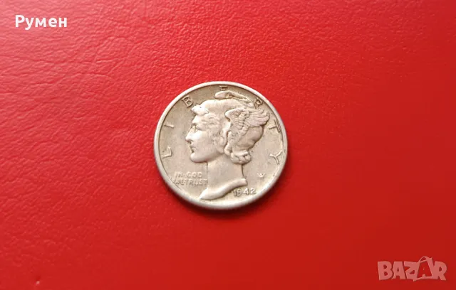 One Dime-1942-D.Сребро!, снимка 3 - Нумизматика и бонистика - 40853062