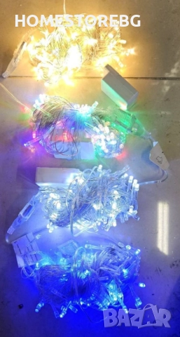 Коледни LED лампички, 100бр лампички/10 метра гирлянд. С възможност да се удължават до безкрай