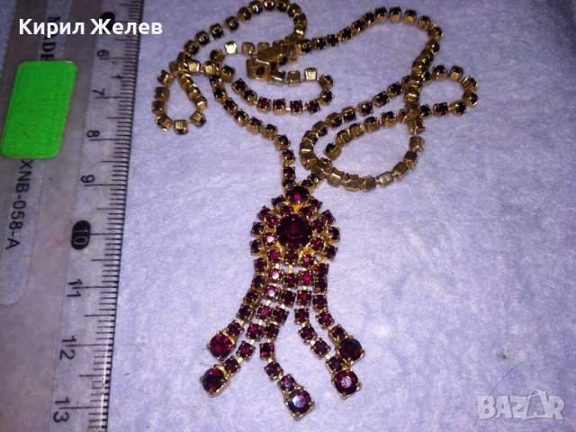РАЗКОШНА СТАРИННА РЕТРО АРТ ДЕКО ПОЗЛАТЕНА БРОНЗОВА СКЪПОЦЕННА ОГЪРЛИЦА с КАМЪНИ ГРАНАТ 38656, снимка 3 - Антикварни и старинни предмети - 41622915
