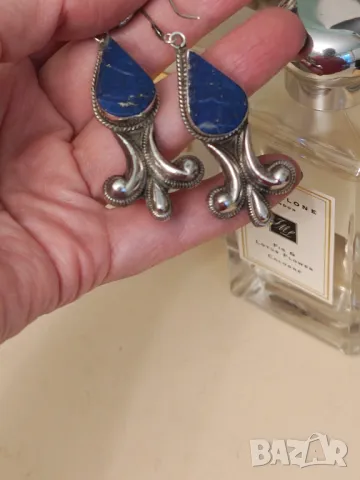 Великолепни сребърни обеци с лапис лазули НАМАЛЕНИ , снимка 5 - Обеци - 47295397