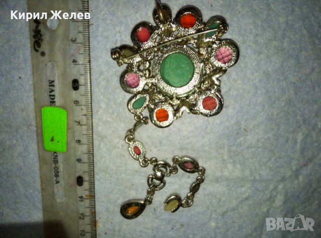 ПРЕКРАСНА ФЛОРАЛНА СРЕБРИСТА КРИСТАЛНА ВИНТИДЖ БРОШКА - ПЕНДАНТ 26588, снимка 4 - Други - 42082403