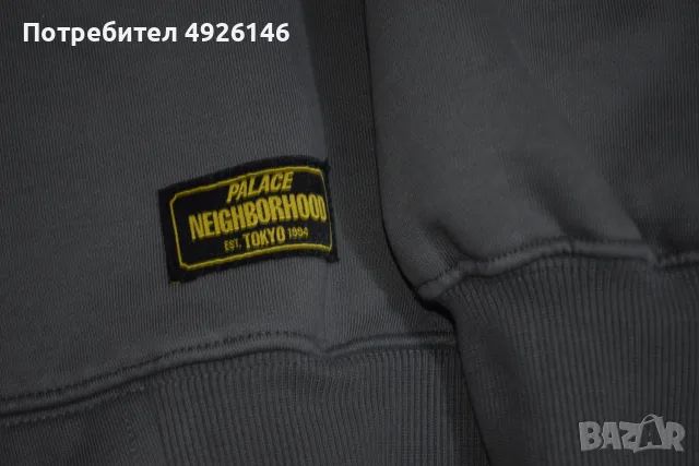 ЧИСТО НОВО! Palace x Neighborhood Skull Zip Hood Charcoal Худи Hoodie, снимка 4 - Суичъри - 55754141