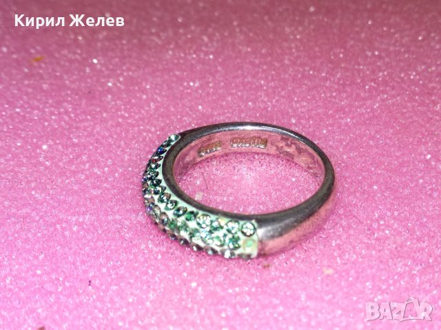 OXETTE S925 ЕМАЙЛИРАН СКЪПОЦЕНЕН СРЕБЪРЕН ПРЪСТЕН СРЕБРО 925 с ИСКРЯЩИ КРИСТАЛИ СВАРОВСКИ 43219, снимка 11 - Пръстени - 44315328