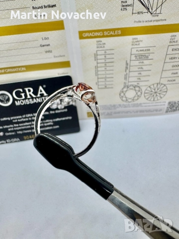 Сребърен пръстен с мойсанит (Диамант) 1 карат, снимка 9 - Пръстени - 52369754