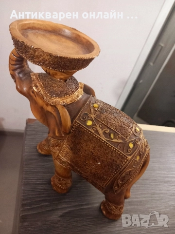 Индийски слон - СВЕЩНИК, богато декориран | естествена смола, снимка 2 - Нумизматика и бонистика - 52747440