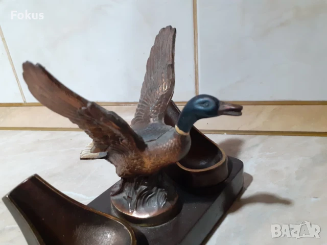 Уникална и невероятна метална поставка за две лули с патица, снимка 4 - Антикварни и старинни предмети - 50978855