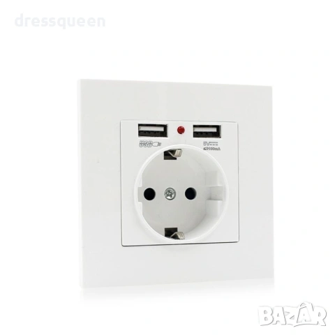 4618 Универсален единичен контакт с двойно USB захранване – Бял, лесен за инсталиране, снимка 3 - Други стоки за дома - 53822135
