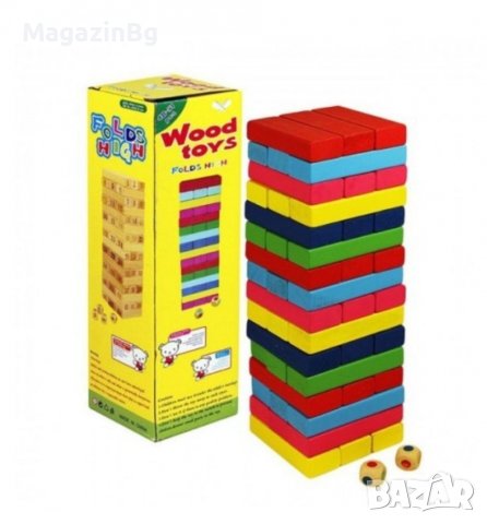 Дженга кула 48 елемента, С цветни блокчета, снимка 3 - Образователни игри - 38667014