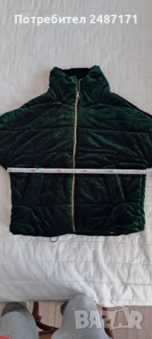 Зелено топло кадифено дамско яке, снимка 3 - Якета - 52796012