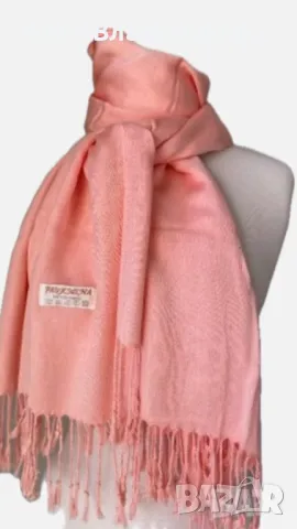 Коралово розов шал от 100 % кашмир, снимка 5 - Шалове - 42932328