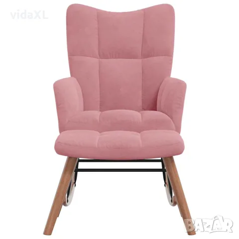 vidaXL Люлеещ се стол с табуретка, розов, кадифе, снимка 4 - Столове - 56146927