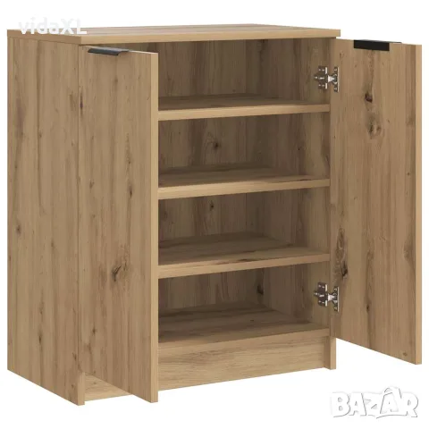 vidaXL Шкаф за обувки дъб артизан 59x35x70 см инженерна дървесина, снимка 4 - Скринове - 56148342