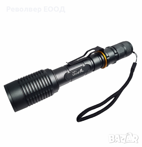 Тактически LED Фенер UltraFire, с батерии и зарядно, снимка 3 - Екипировка - 44759598