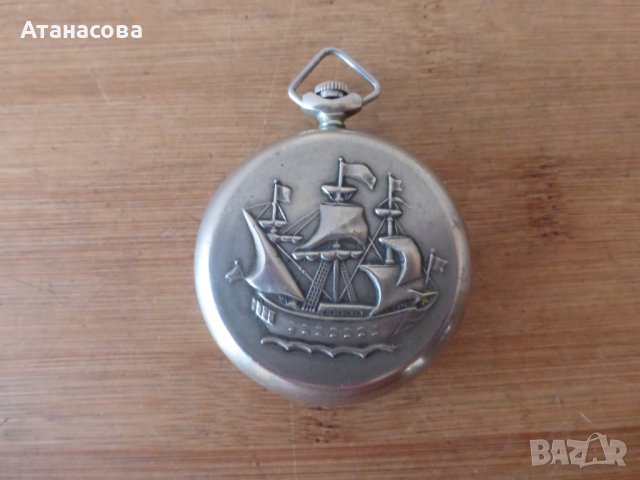 Джобен часовник Молния Мълния Molnija с кораб, снимка 5 - Антикварни и старинни предмети - 44329582