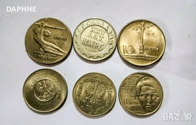 Продавам 6 броя монети от Полша 